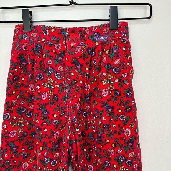 Oshkosh B’gosh Kids 90s Era Red Paisley Floral Corduroy Pleated Front Balloon Ta - Picture 1 of 11